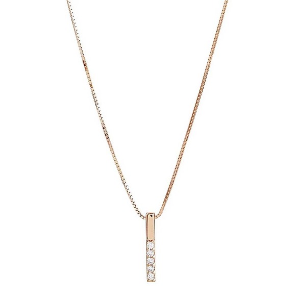 Vertical Bar Crystal Rhinestone Pendant Necklace in Silver or Gold - Picture 3 of 6